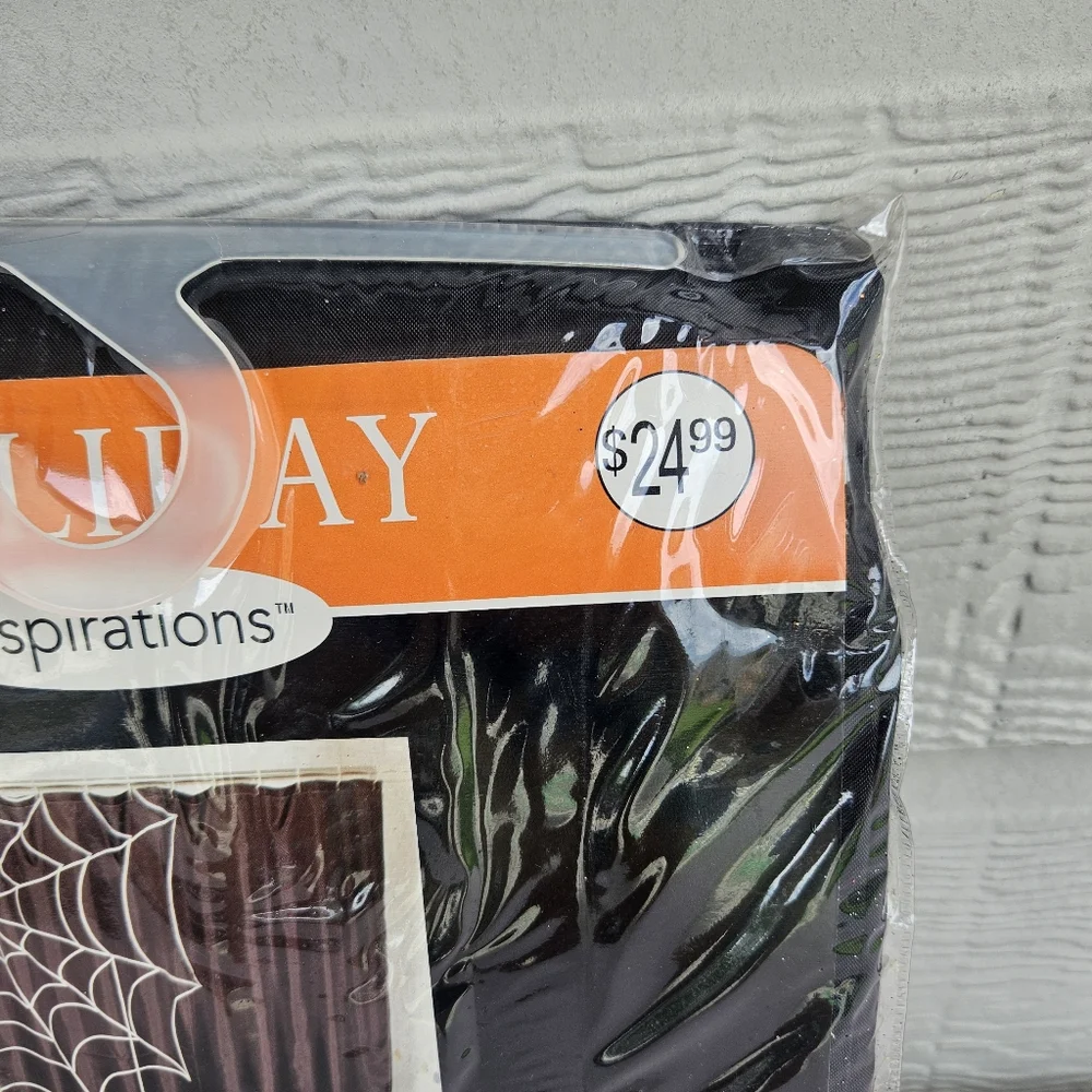 Jo-Ann Halloween Shower Curtain Black Spider Web 72